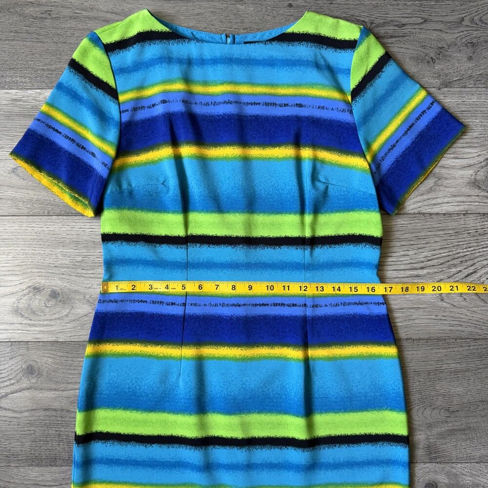 Vintage Sag Harbor Dress Petite Multicolor Striped Sheath Dress - Size 8P - Picture 4 of 6